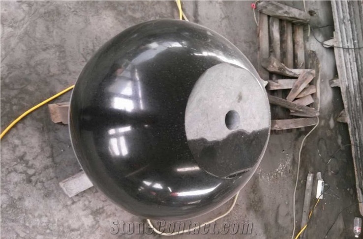 Polished G684 Black Basalt Caving Stone Balls Black Basalt Alba Sinks