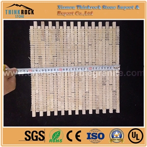 Polished Rectangle Bar-Shaped Beige and Brown Marble Mosaic Wall Tiles