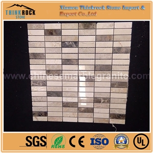 Polished Rectangle Chips Multi Color Mix Emperador Marble Mosaic Tiles