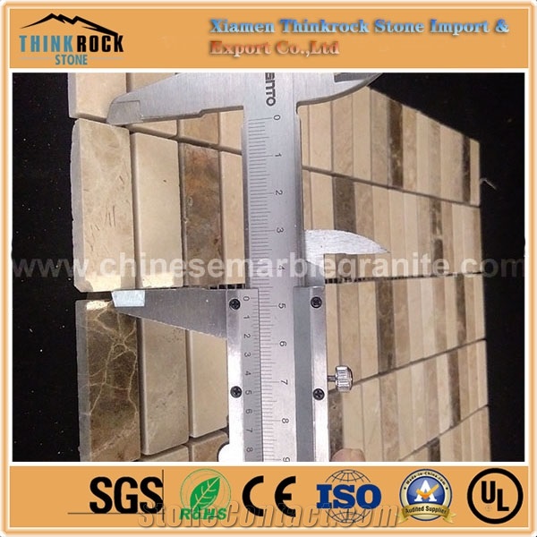 Polished Rectangle Chips Multi Color Mix Emperador Marble Mosaic Tiles