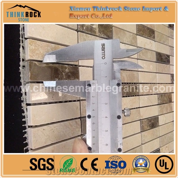 Polished Rectangle Chips Multi Color Mix Emperador Marble Mosaic Tiles