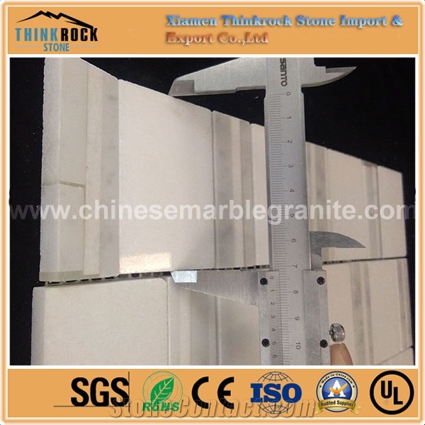 Rectangle Bamboo Chips Carrara and Pure White Mix Marble Mosaic Tiles