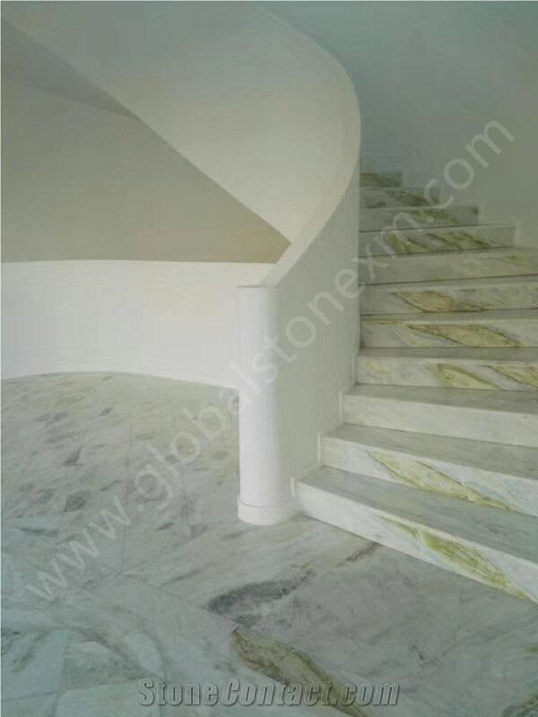 Blue Danube Marble Stairs, Steps for Hotel Decorations
