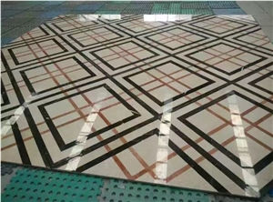 Beige Marble Composited Marble Waterjet Medallion,Waterjet Medallions