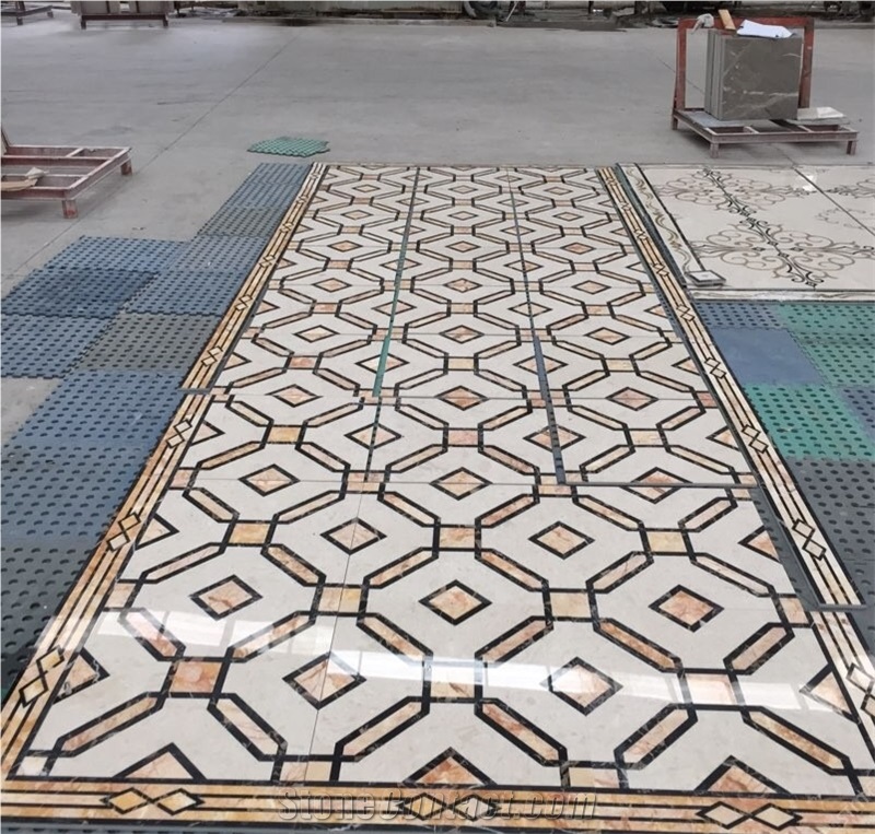 Factory Beige Marble Laminated Medallions,Stone Composited Medallion.