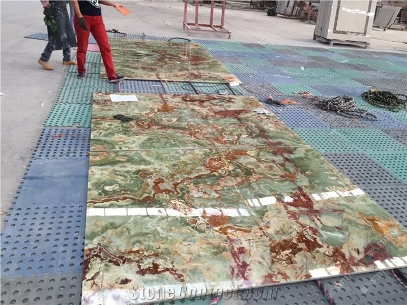 Green Iran Onyx Slab,Rusty Green Onyx Tiles,Onyx Flooring&Walling