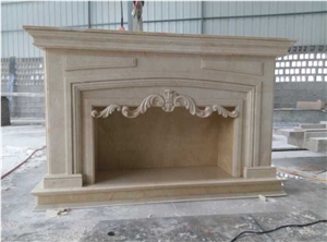 Modern Style Fireplace New Cream Marfil Marble Fireplace