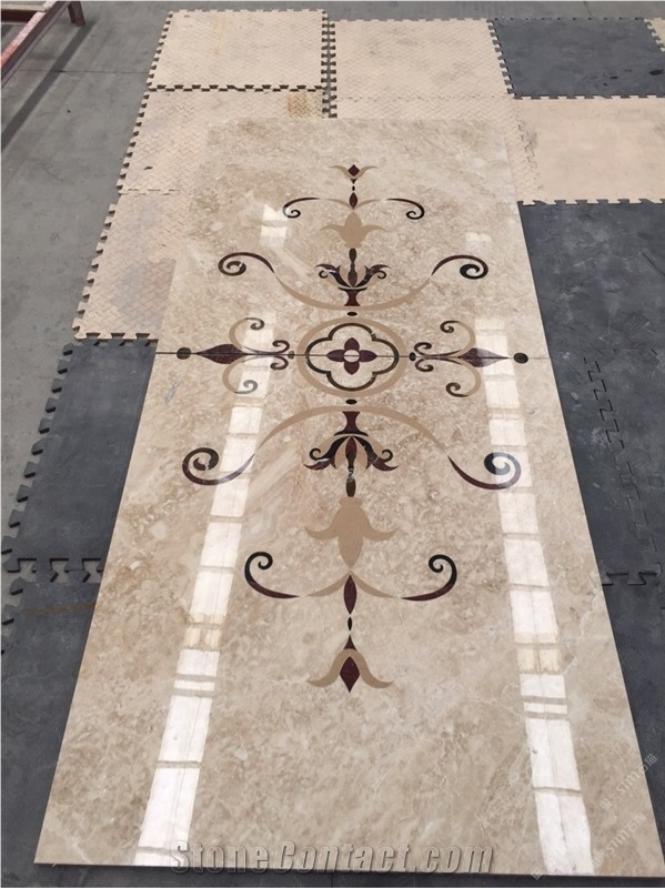 Turkey Beige Marble Medallion Natural Marble Square Madallion Waterjet