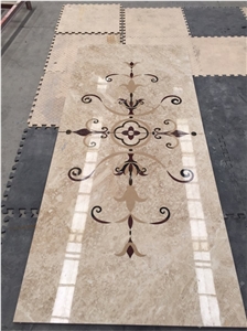 Turkey Beige Marble Medallion Natural Marble Square Madallion Waterjet