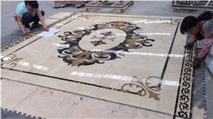 Turkey Beige Marble Medallion Natural Marble Square Madallion Waterjet