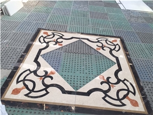 Turkey Beige Marble Medallion Natural Marble Square Madallion Waterjet