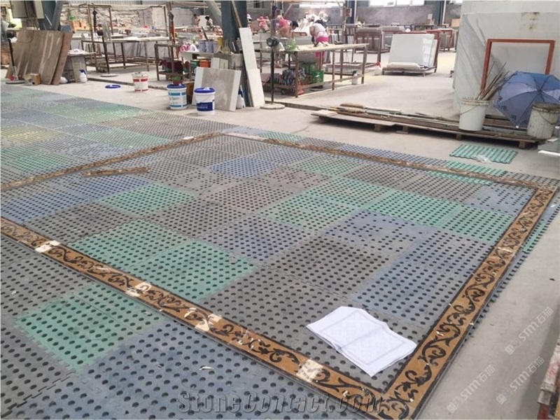 Turkey Beige Marble Medallion Natural Marble Square Madallion Waterjet