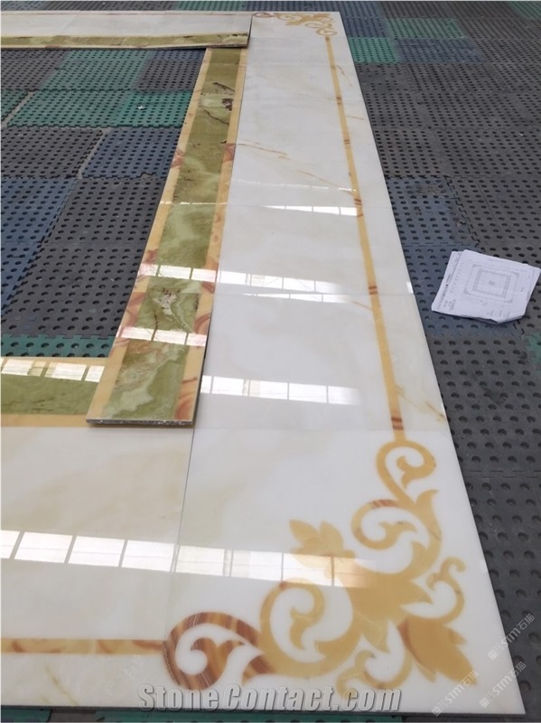 White Iran Onyx Medallions Pattern,Onyx Wall Tiles, Onyx Stone Flooring