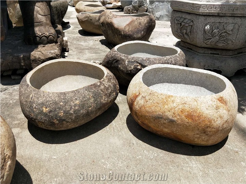 Flower Pot Made from Granite Blocks Garden Landscaping Planters