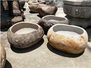 Flower Pot Made from Granite Blocks Garden Landscaping Planters