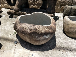 Flower Pot Made from Granite Blocks Garden Landscaping Planters