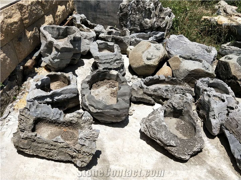Flower Pot Made from Granite Blocks Garden Landscaping Planters