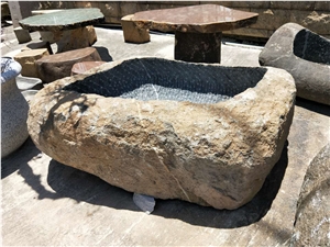 Flower Pot Made from Granite Blocks Garden Landscaping Planters