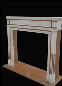 Inlaid Red Marble Fireplace Mantel/Surround 0608