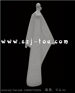 Abstract Human Sculpture, White Granite Sculpture