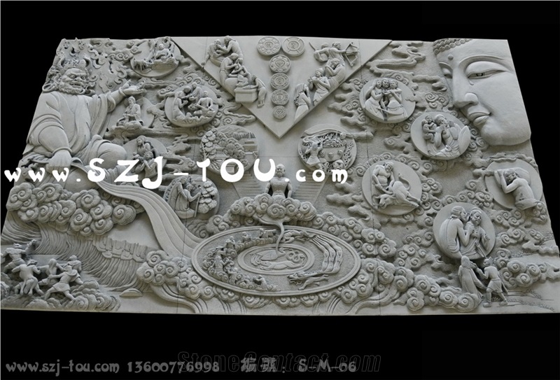 Grey Granite Temple & Buddhism Relief Carving
