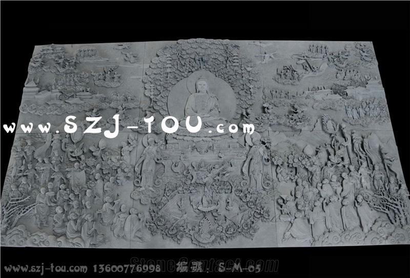 Grey Granite Temple & Buddhism Relief Carving