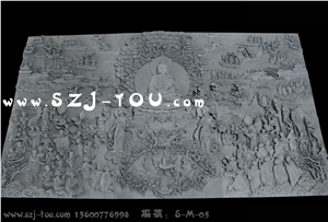 Grey Granite Temple & Buddhism Relief Carving