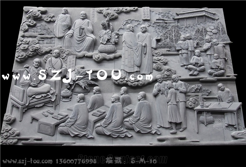 Grey Granite Temple & Buddhism Relief Carving