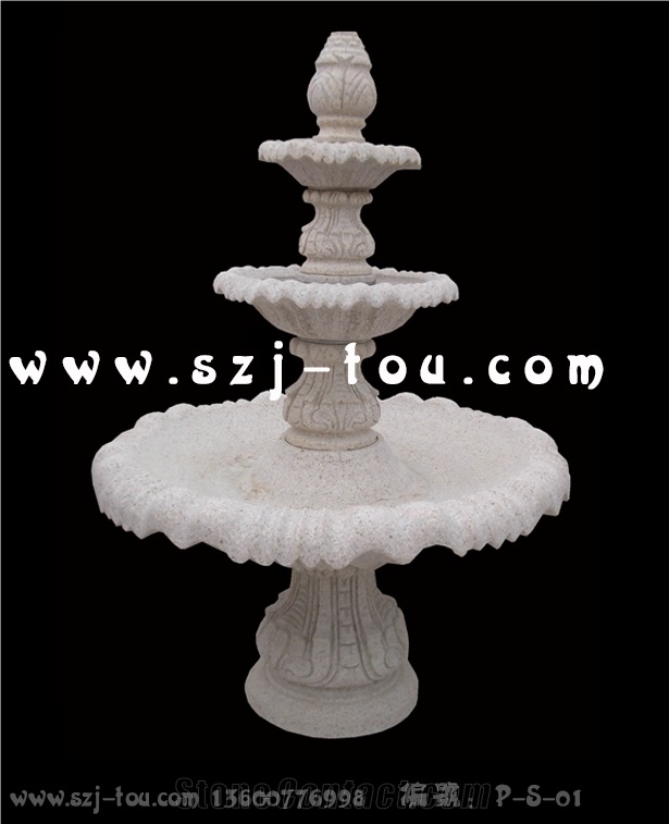 Sculptured Urban Fountain, White Granite Urban Fountains