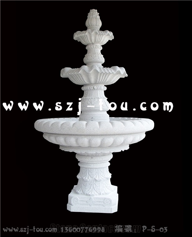 Sculptured Urban Fountain, White Granite Urban Fountains
