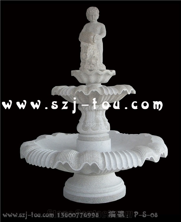 Sculptured Urban Fountain, White Granite Urban Fountains