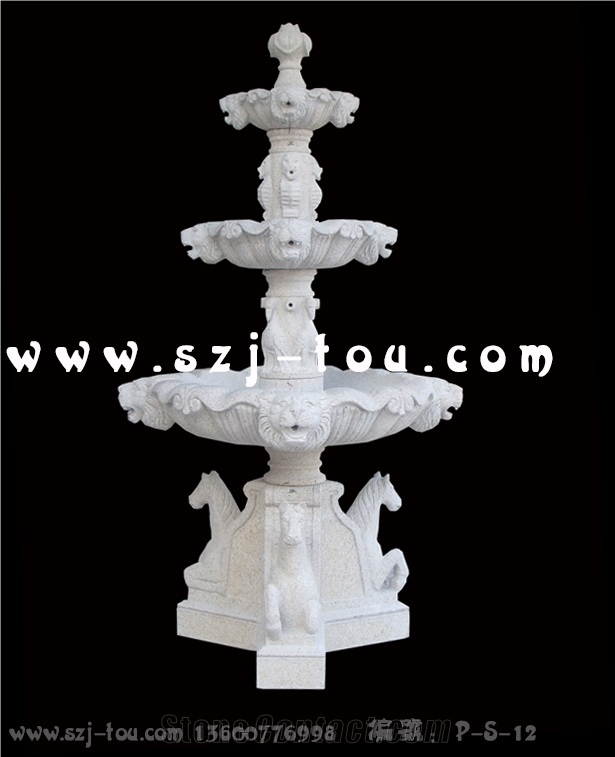 Sculptured Urban Fountain, White Granite Urban Fountains