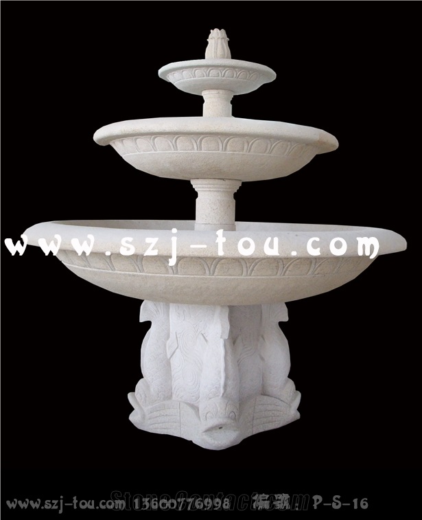 Sculptured Urban Fountain, White Granite Urban Fountains