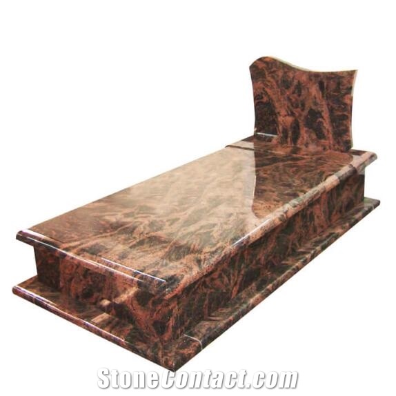 Aurora Red Granite Tombstone Cross Single Monuments