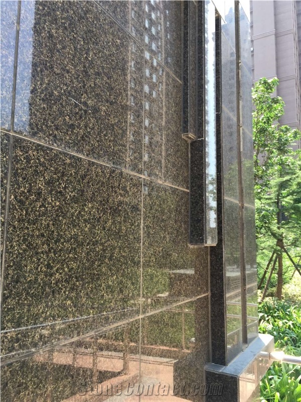 Building Material Brazil Verde Pavao Verde Ubatuba Green Granite Slabs