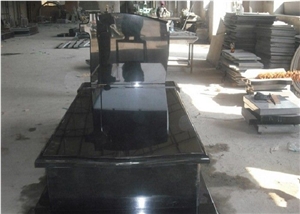 China Shanxi Black Absolute Black Granite Engraved Tombstones