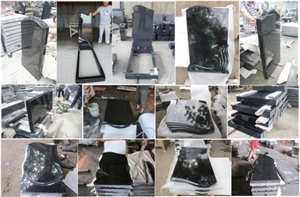 China Shanxi Black Absolute Black Granite Engraved Tombstones