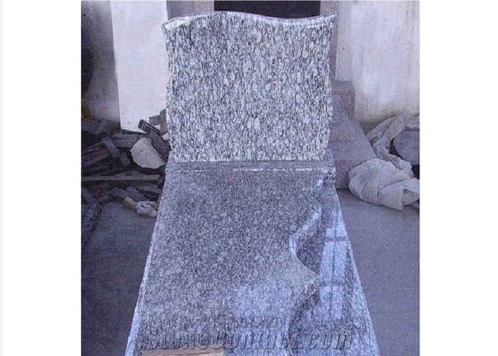 G418 Spray Wave White Grey Granite Western Style Monuments Tombstones