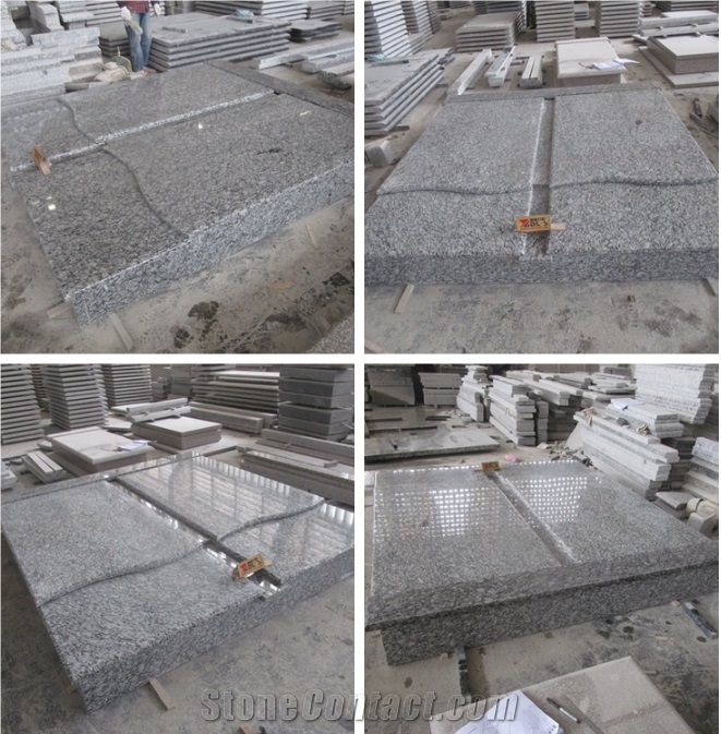 G418 Spray Wave White Grey Granite Western Style Monuments Tombstones