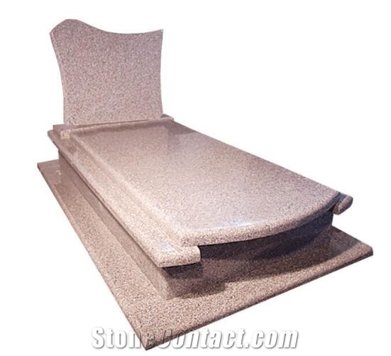 G635 Pink Rose Granite Tombstone Western Style Monuments
