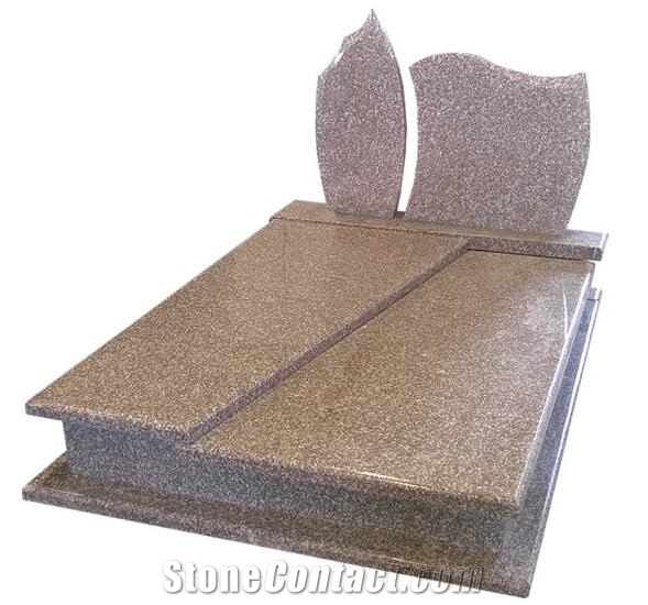 G664 Brown Granite Double Family Monuments Brown Tombstone
