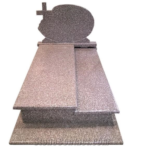 G664 Brown Granite Double Family Monuments Brown Tombstone