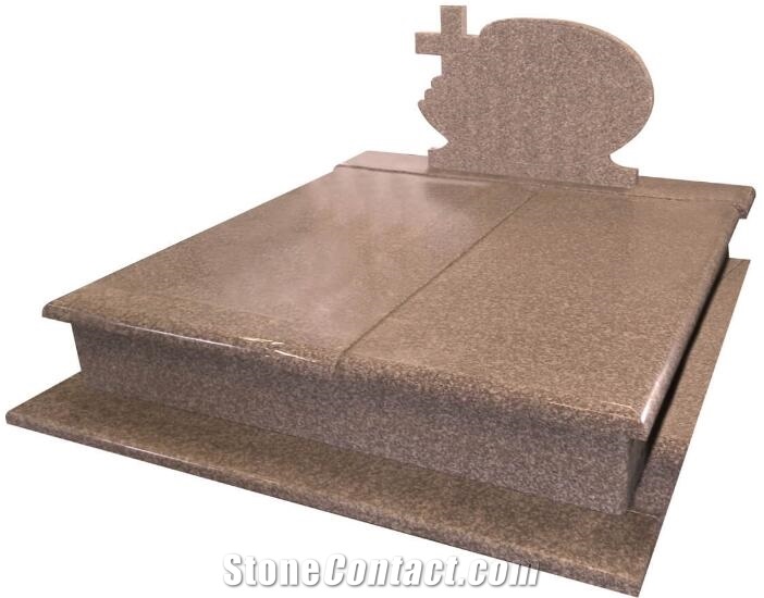 G664 Misty Brown Bainbrook Brown Pink Red Granite Double Monuments