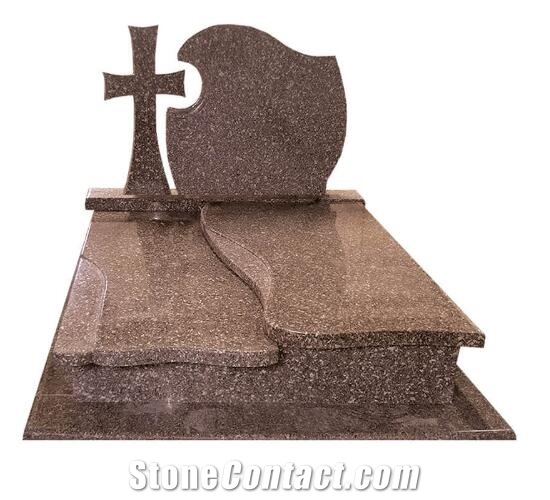 G664 Misty Brown Bainbrook Brown Pink Red Granite Double Monuments