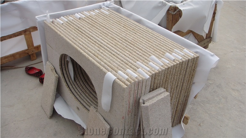 G682 Sunset Golden Yellow Rusty Misty Yellow Beige Granite Vanity Tops