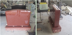 Indian Red Polished Red Granite Sketch Angel Monument Headstone