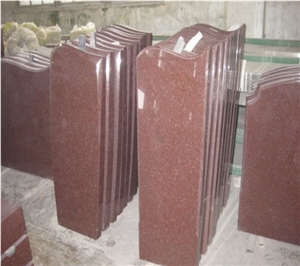 Indian Red Polished Red Granite Sketch Angel Monument Headstone