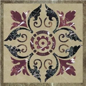 Light Emperador Marble Water Jet Medallion,Square Flooring Medallions
