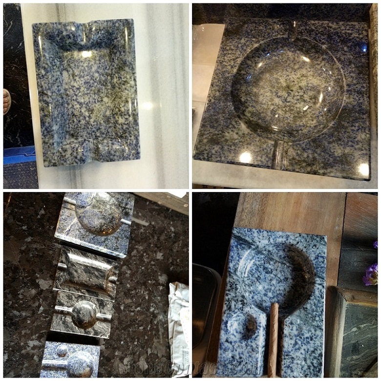 Luxury Stone Crafts Blue White Customize Marble Granite Cigar Ashtrays