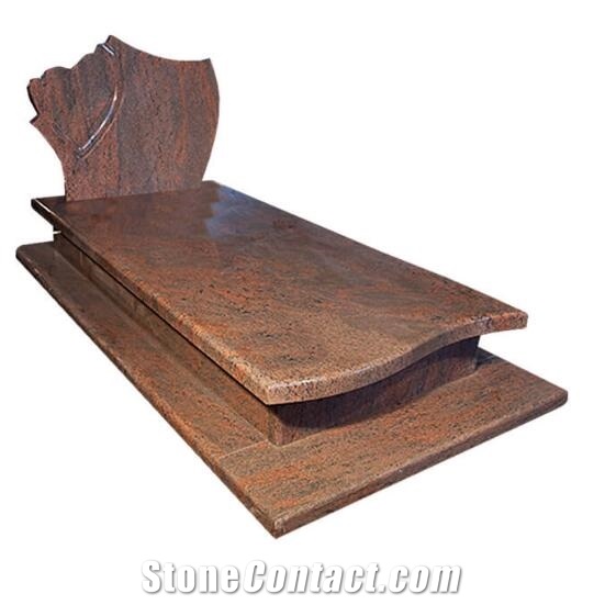 Multicolor Red Granite Tombstone Western, Jewish Style Monuments